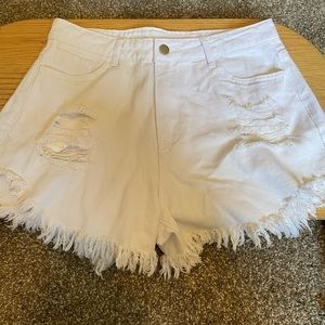 White jean shorts